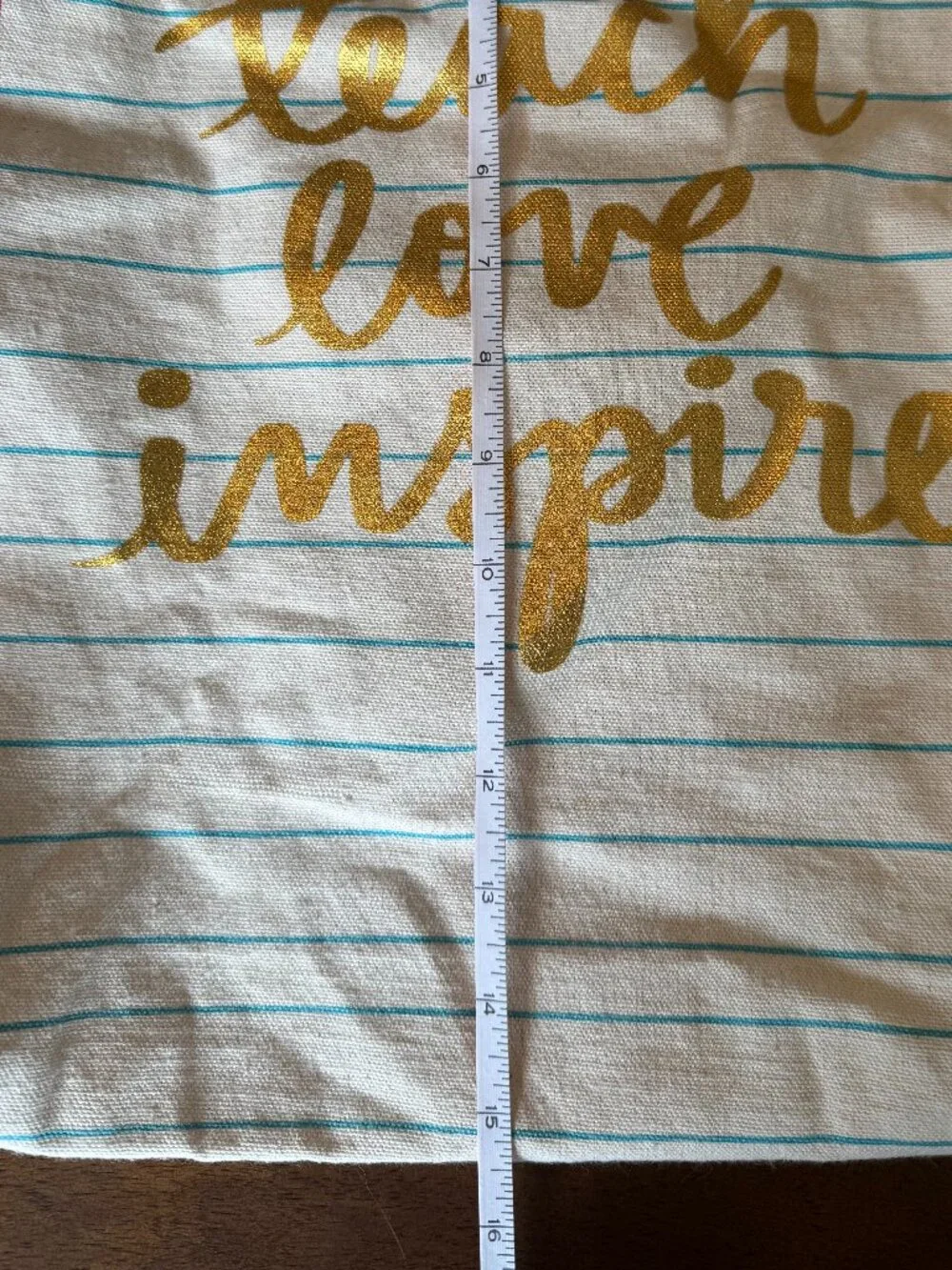 Teach Love Inspire Canvas Tote Bag Teacher Gift Back to School Book Beach Bag